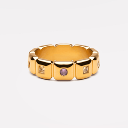 Rainbow Zircon Ring, 18K Gold Stainless Steel, Waterproof