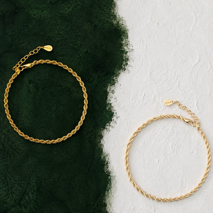 Rope Chain Bracelet, 18K Gold Stainless Steel, Waterproof - Mari Gavane