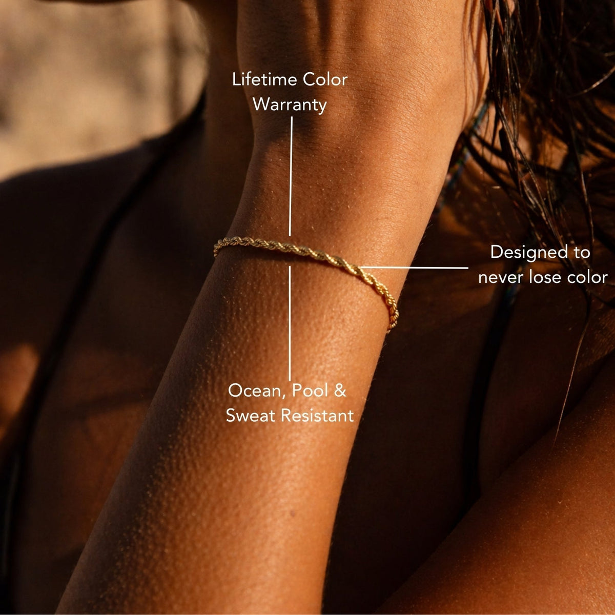 Rope Chain Bracelet, 18K Gold Stainless Steel, Waterproof - Mari Gavane