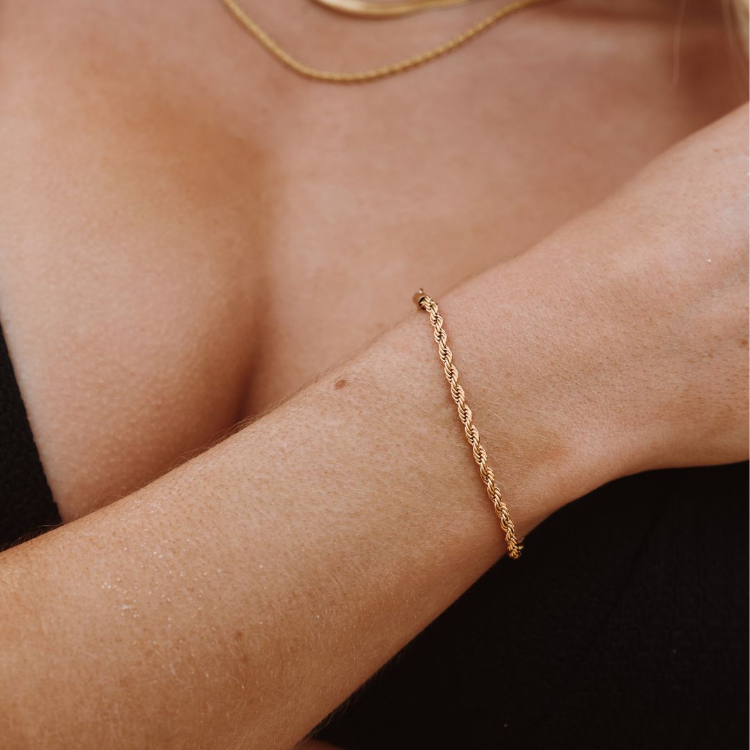 Rope Chain Bracelet, 18K Gold Stainless Steel, Waterproof - Mari Gavane