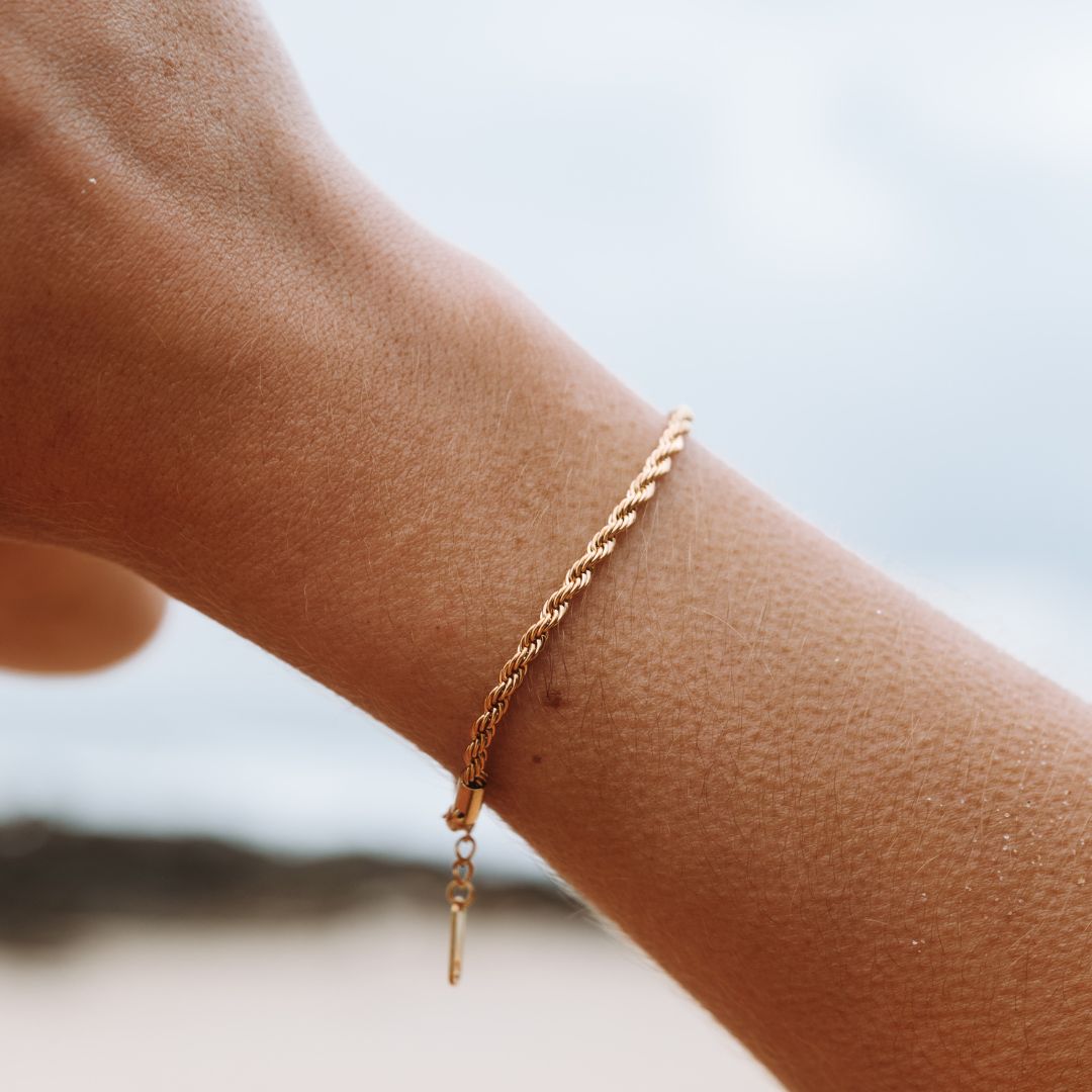 Rope Chain Bracelet, 18K Gold Stainless Steel, Waterproof - Mari Gavane