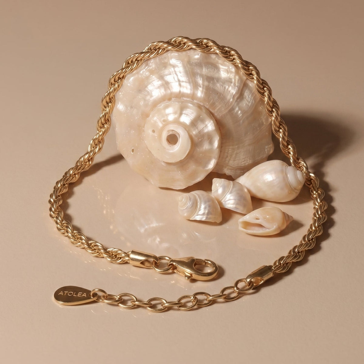 Rope Chain Bracelet, 18K Gold Stainless Steel, Waterproof - Mari Gavane