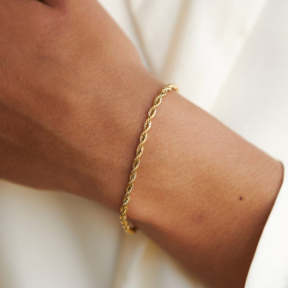 Rope Chain Bracelet, 18K Gold Stainless Steel, Waterproof - Mari Gavane