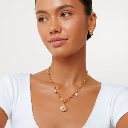 Sculptural Pendant Necklace, 18K Gold Stainless Steel, Waterproof - Mari Gavane