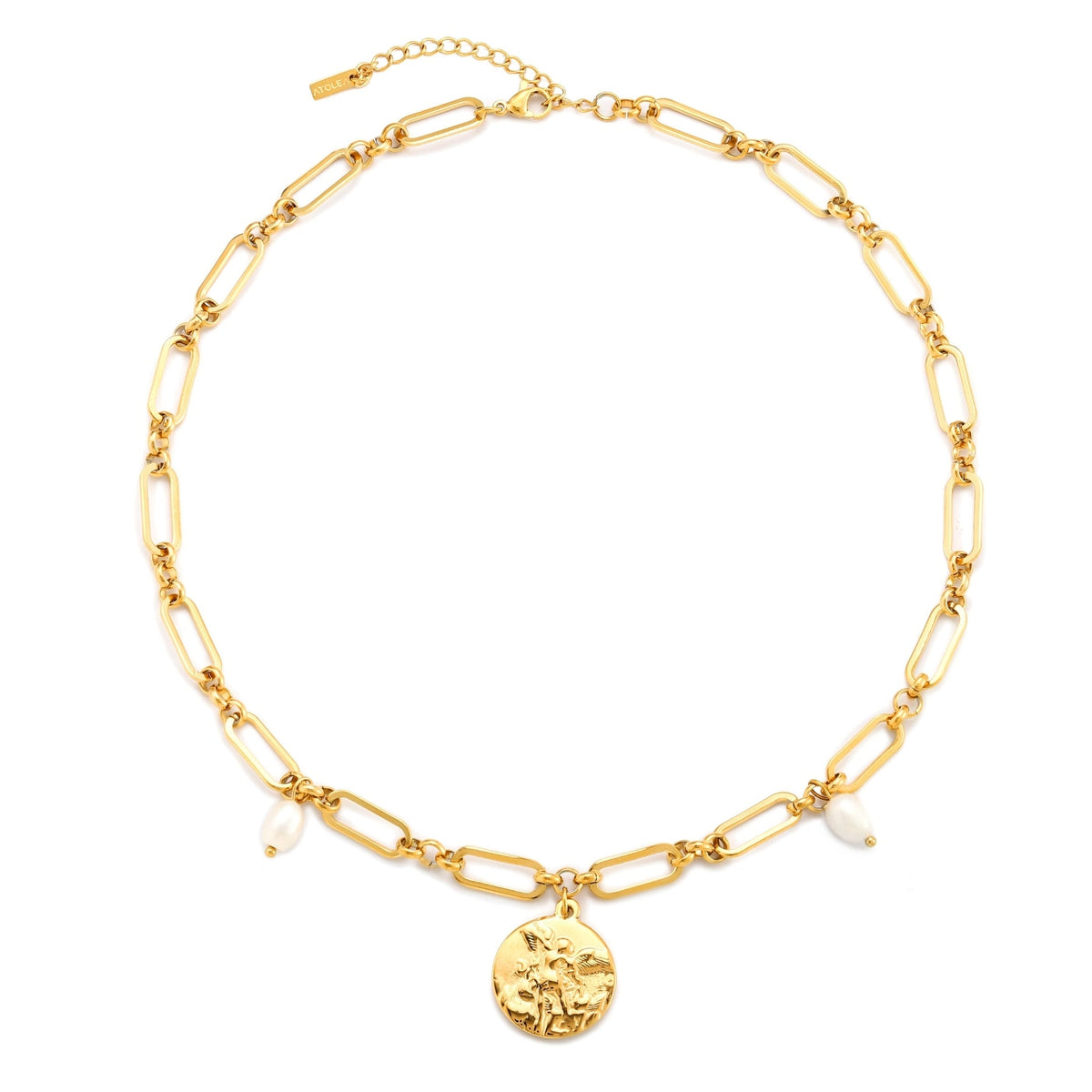 Sculptural Pendant Necklace, 18K Gold Stainless Steel, Waterproof - Mari Gavane