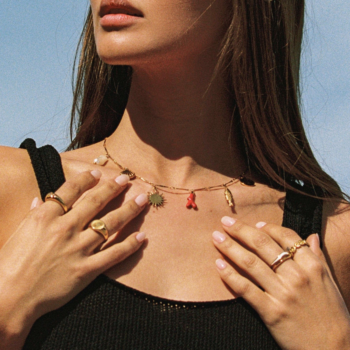 Seashell Coral Charm Necklace, 18K Gold Stainless Steel, Waterproof - Mari Gavane