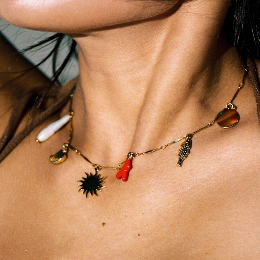 Seashell Coral Charm Necklace, 18K Gold Stainless Steel, Waterproof - Mari Gavane