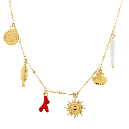 Seashell Coral Charm Necklace, 18K Gold Stainless Steel, Waterproof - Mari Gavane
