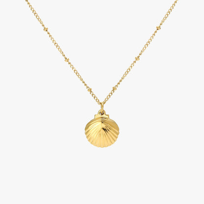 Seashell Pearl Pendant Necklace, 18K Gold Stainless Steel, Waterproof - Mari Gavane