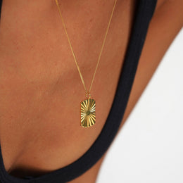 Ocean Sun Pendant Necklace, 18K Gold Stainless Steel, Waterproof