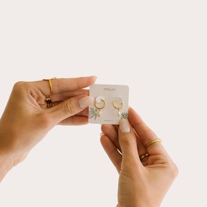 Single Freshwater Pearl Huggie Hoop Earrings, 18K Gold Stainless Steel, Waterproof - Mari Gavane