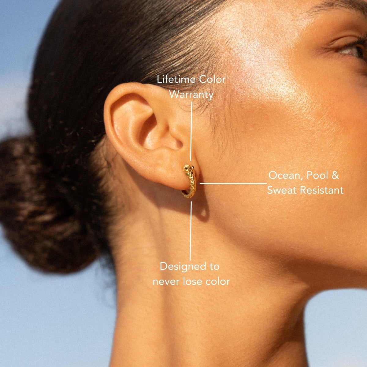Snake Chain Hoop Earrings, 18K Gold Stainless Steel, Waterproof - Mari Gavane