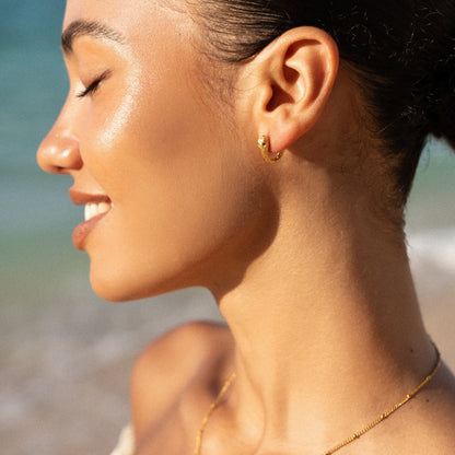 Snake Chain Hoop Earrings, 18K Gold Stainless Steel, Waterproof - Mari Gavane