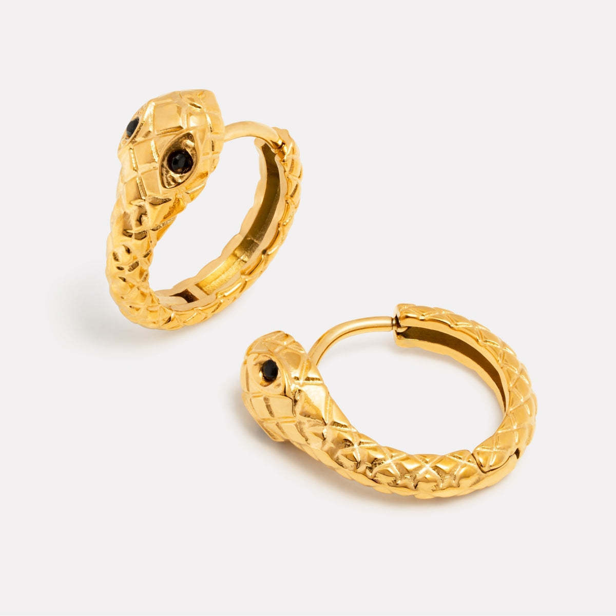 Snake Chain Hoop Earrings, 18K Gold Stainless Steel, Waterproof - Mari Gavane