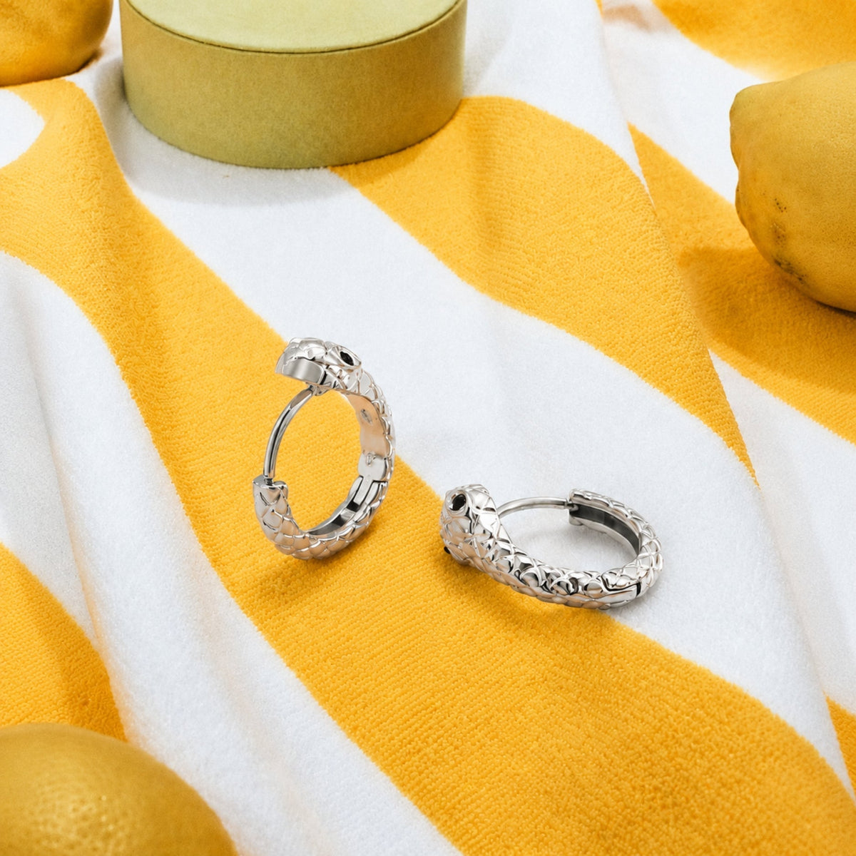 Snake Chain Hoop Earrings, 18K Gold Stainless Steel, Waterproof - Mari Gavane