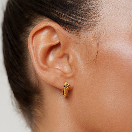 Snake Chain Hoop Earrings, 18K Gold Stainless Steel, Waterproof - Mari Gavane