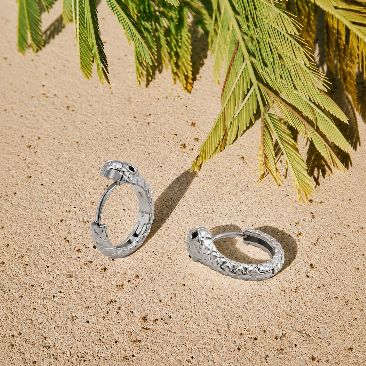 Snake Chain Hoop Earrings, 18K Gold Stainless Steel, Waterproof - Mari Gavane