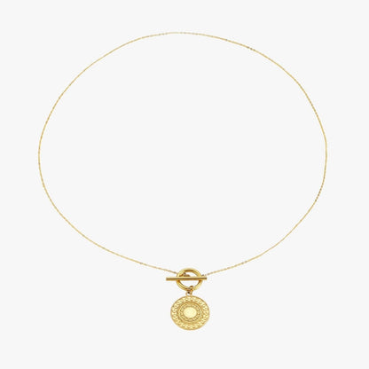 Sun Pendant Coin Necklace, 18K Gold Stainless Steel, Waterproof - Mari Gavane