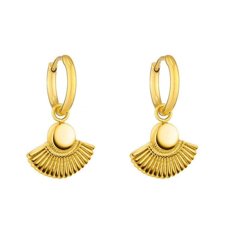 Textured Boho Hoop Earrings, 18K Gold Stainless Steel, Waterproof - Mari Gavane