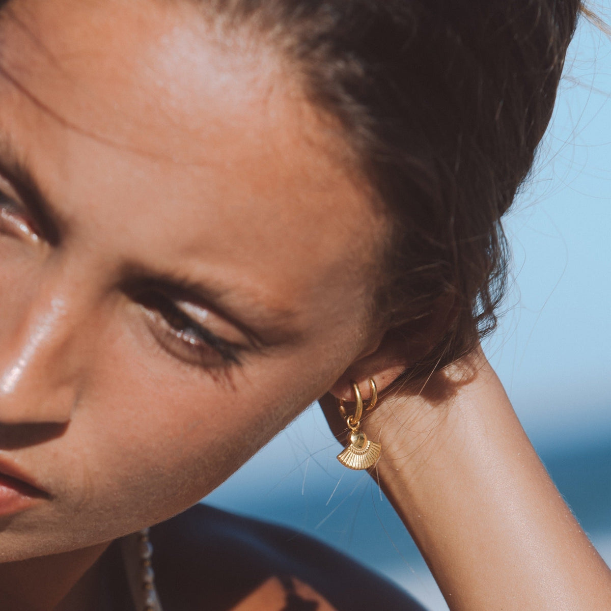 Textured Boho Hoop Earrings, 18K Gold Stainless Steel, Waterproof - Mari Gavane