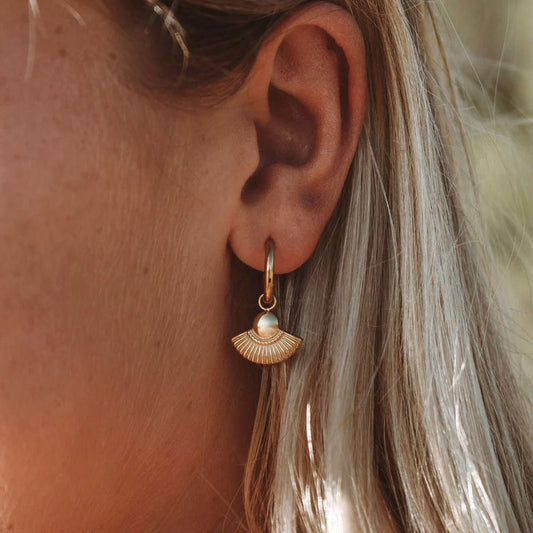 Textured Boho Hoop Earrings, 18K Gold Stainless Steel, Waterproof - Mari Gavane
