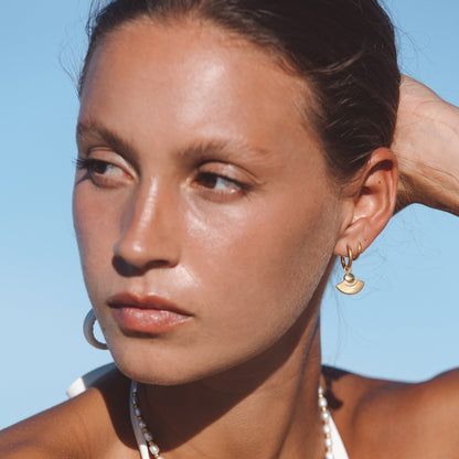 Textured Boho Hoop Earrings, 18K Gold Stainless Steel, Waterproof - Mari Gavane