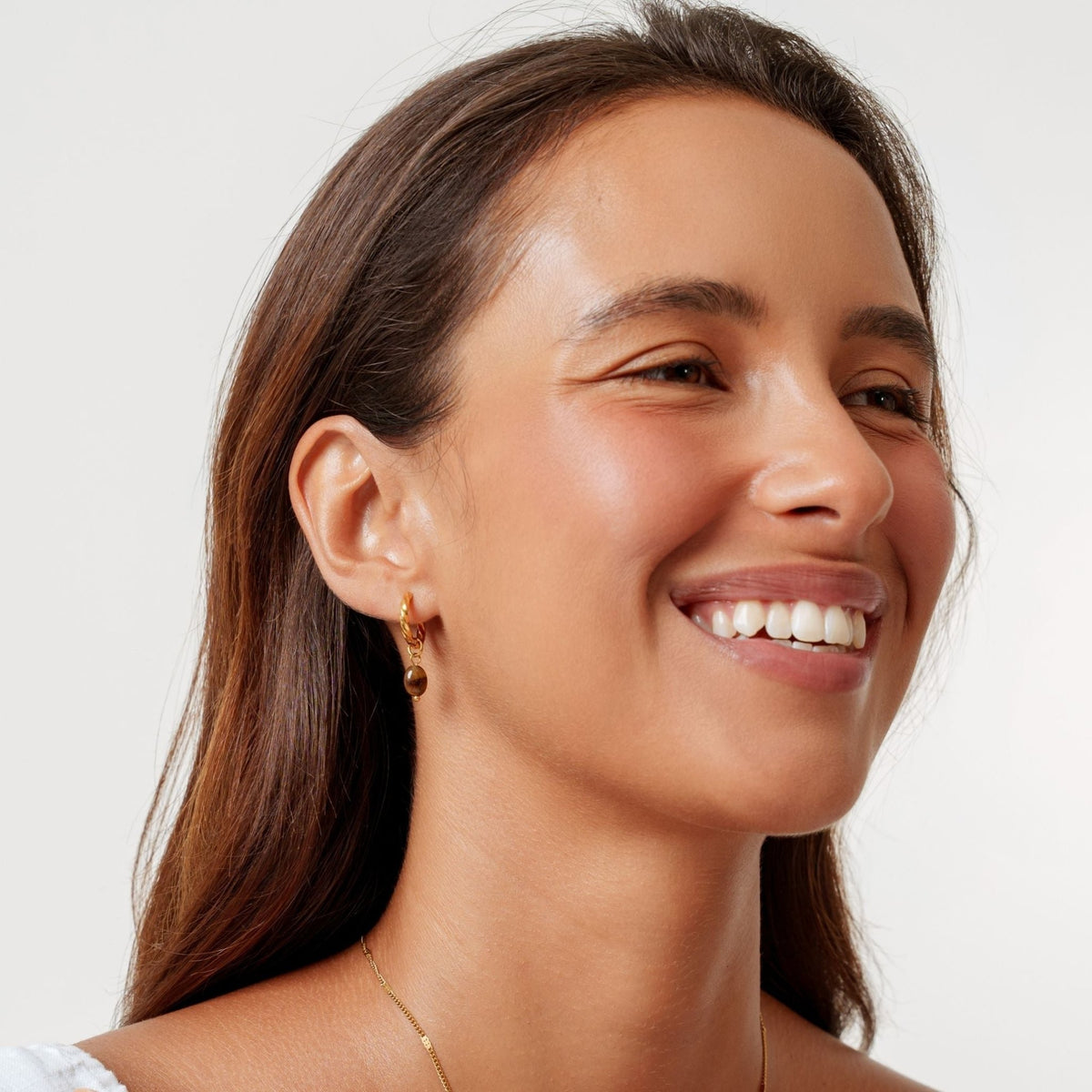 Tiger Eye Hoops Earrings - Mari Gavane