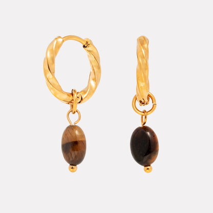 Tiger Eye Hoops Earrings - Mari Gavane