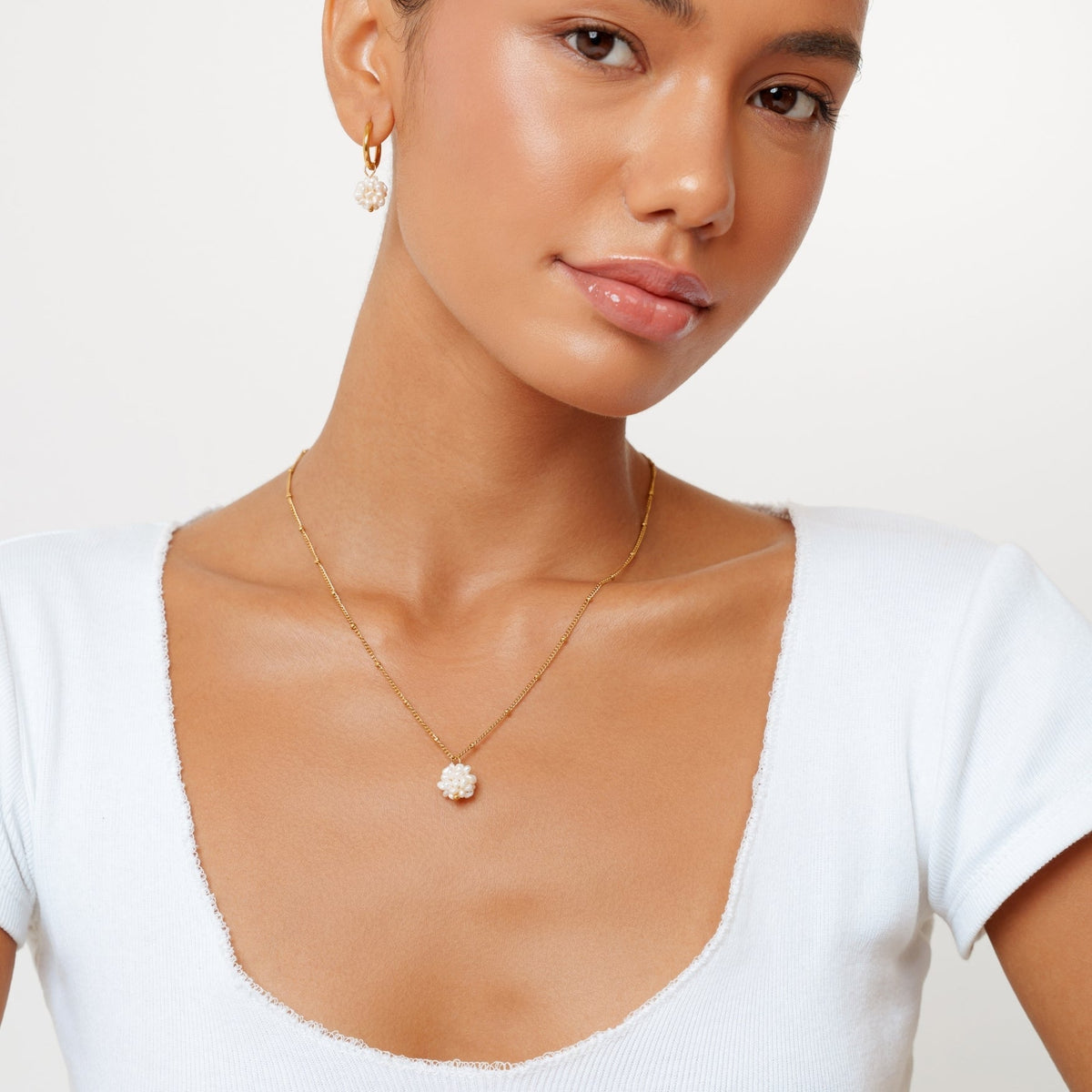 Tiny Freshwater Pearl Beaded Necklace, 18K Gold Stainless Steel, Waterproof - Mari Gavane