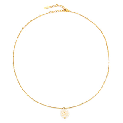 Tiny Freshwater Pearl Beaded Necklace, 18K Gold Stainless Steel, Waterproof - Mari Gavane