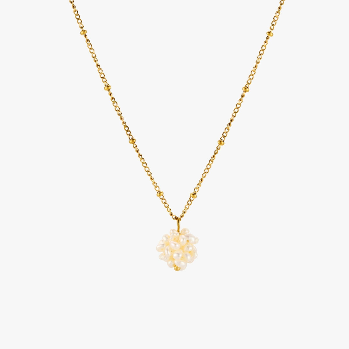 Tiny Freshwater Pearl Beaded Necklace, 18K Gold Stainless Steel, Waterproof - Mari Gavane