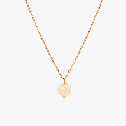 Tiny Freshwater Pearl Beaded Necklace, 18K Gold Stainless Steel, Waterproof - Mari Gavane