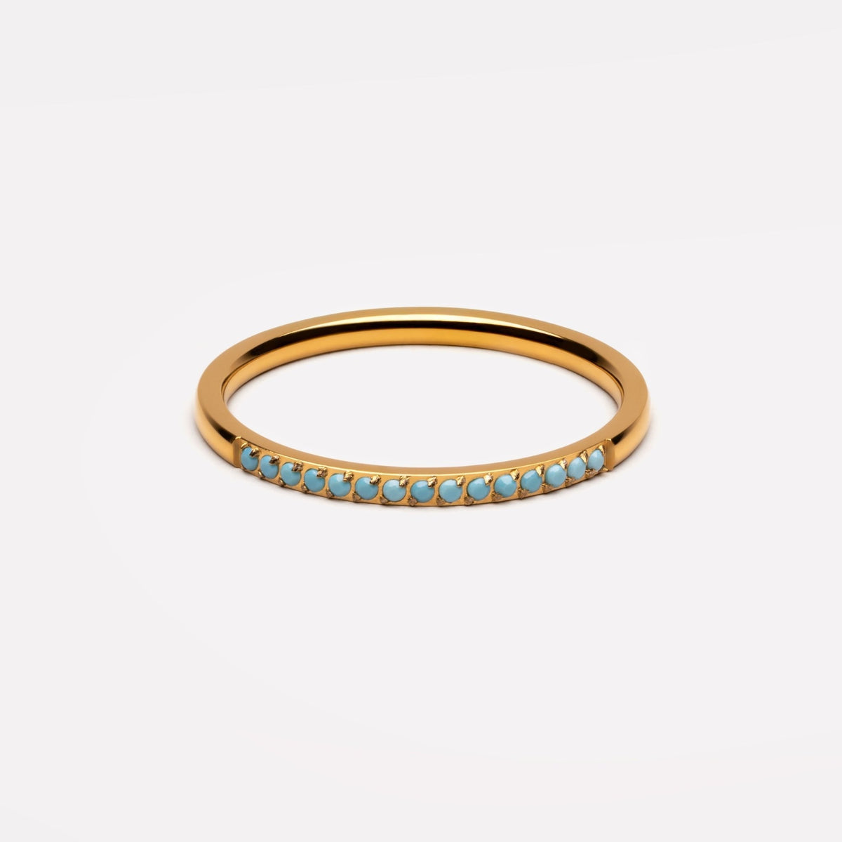 Turquoise Dainty Band Ring, 18K Gold Stainless Steel, Waterproof - Mari Gavane