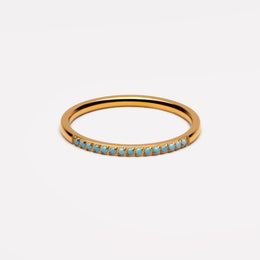 Turquoise Dainty Band Ring, 18K Gold Stainless Steel, Waterproof
