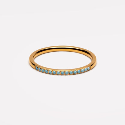 Turquoise Dainty Band Ring, 18K Gold Stainless Steel, Waterproof - Mari Gavane