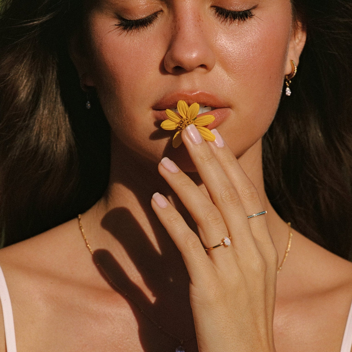 Turquoise Dainty Band Ring, 18K Gold Stainless Steel, Waterproof - Mari Gavane