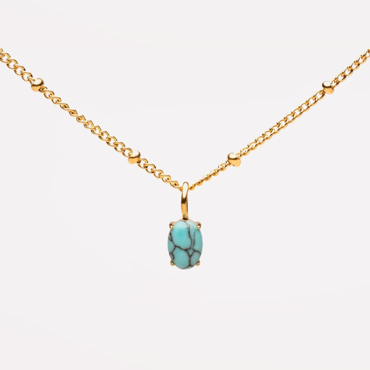 Turquoise Pendant Necklace, 18K Gold Stainless Steel, Waterproof - Mari Gavane