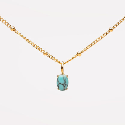 Turquoise Pendant Necklace, 18K Gold Stainless Steel, Waterproof - Mari Gavane