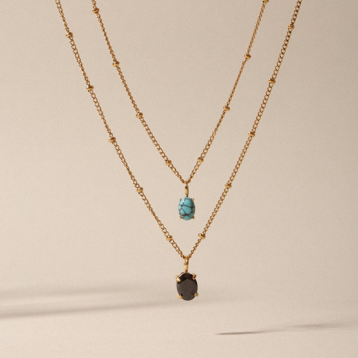 Turquoise Pendant Necklace, 18K Gold Stainless Steel, Waterproof - Mari Gavane