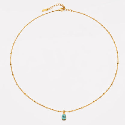 Turquoise Pendant Necklace, 18K Gold Stainless Steel, Waterproof - Mari Gavane
