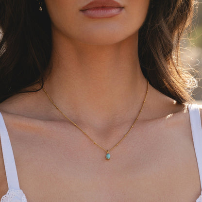 Turquoise Pendant Necklace, 18K Gold Stainless Steel, Waterproof - Mari Gavane