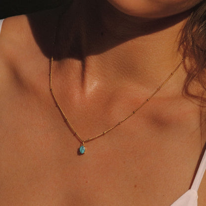 Turquoise Pendant Necklace, 18K Gold Stainless Steel, Waterproof - Mari Gavane