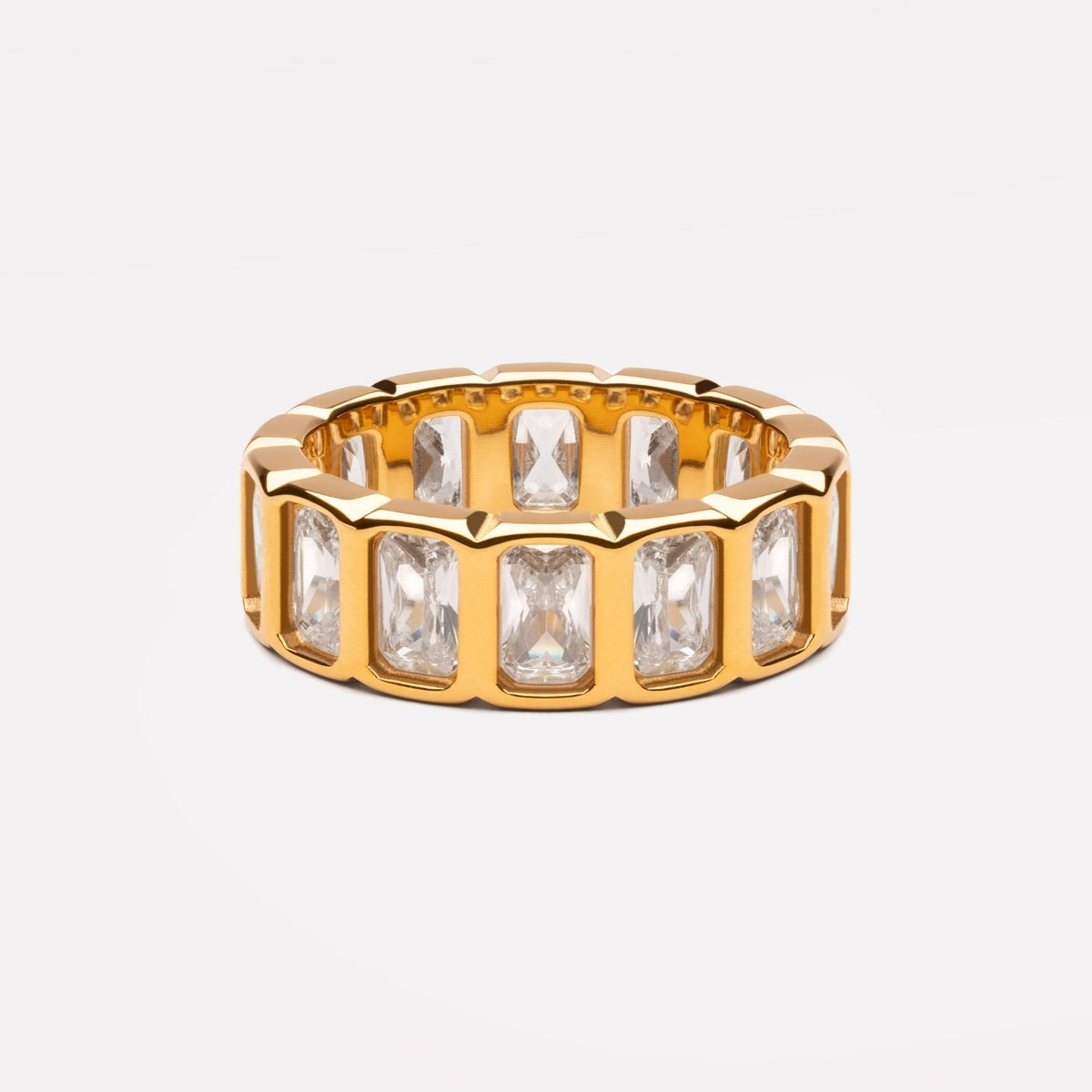 White Zircon Eternity Ring, 18K Gold Stainless Steel, Waterproof - Mari Gavane