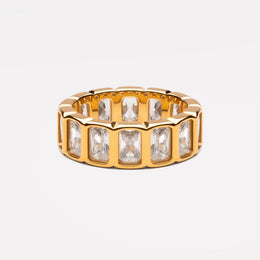 White Zircon Eternity Ring, 18K Gold Stainless Steel, Waterproof