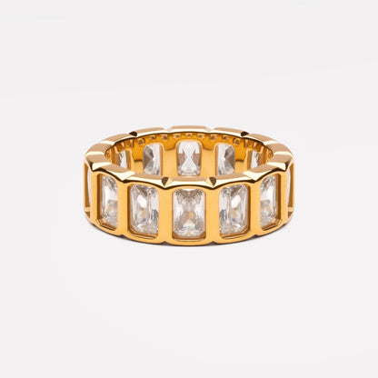 White Zircon Eternity Ring, 18K Gold Stainless Steel, Waterproof - Mari Gavane