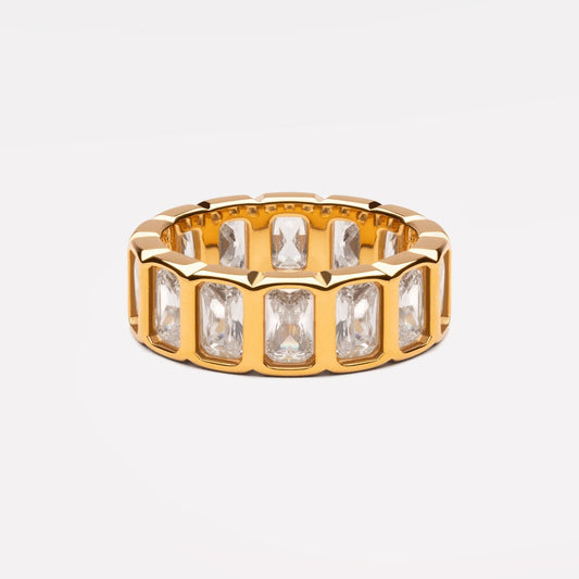 White Zircon Eternity Ring, 18K Gold Stainless Steel, Waterproof - Mari Gavane