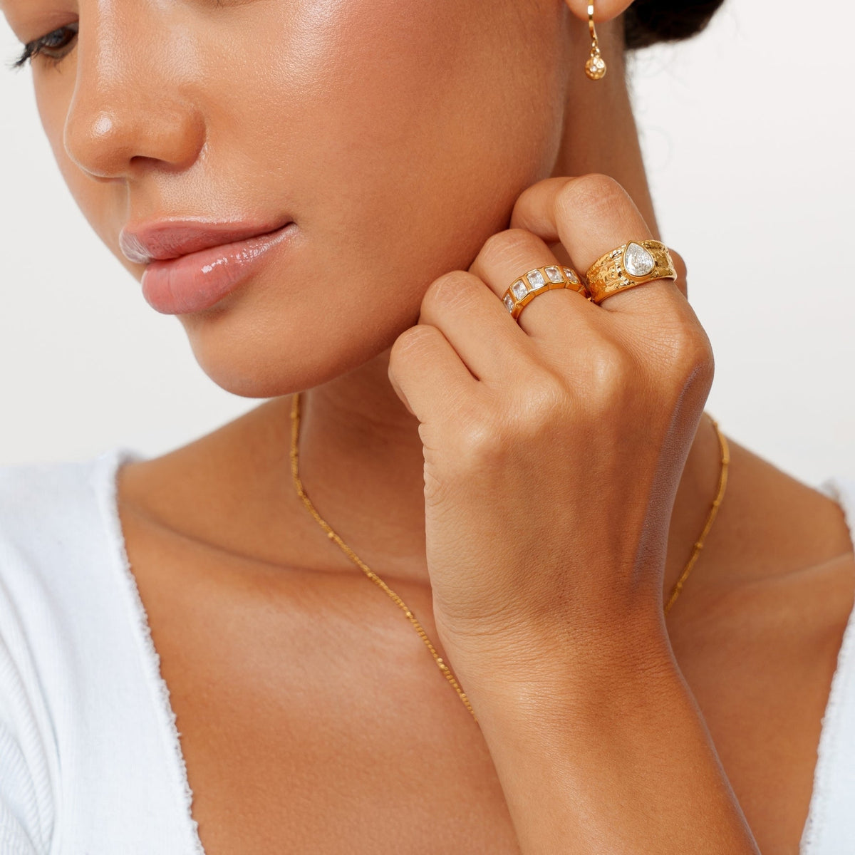 White Zircon Eternity Ring, 18K Gold Stainless Steel, Waterproof - Mari Gavane
