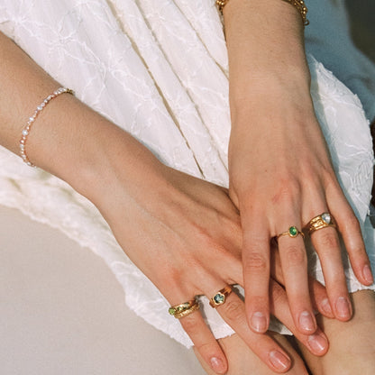 Zircon Flower Ring, 18K Gold Stainless Steel, Waterproof - Mari Gavane