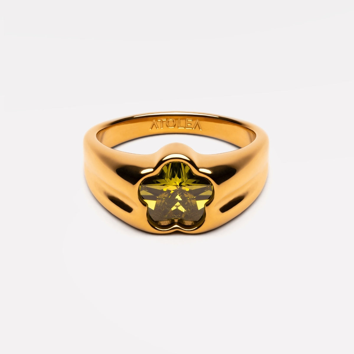 Zircon Flower Ring, 18K Gold Stainless Steel, Waterproof - Mari Gavane