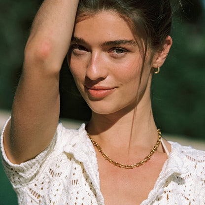 Zircon Hoop Earrings, 18K Gold Stainless Steel, Waterproof - Mari Gavane